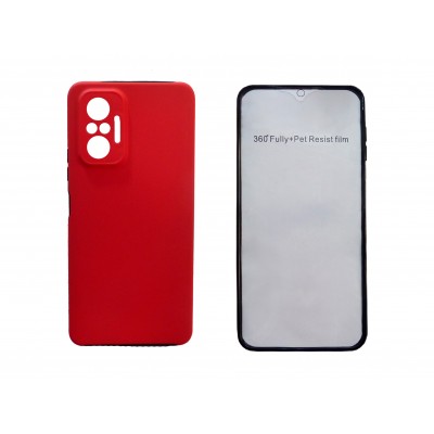 Oem Θήκη 360° Full Cover Σιλικόνης Για Xiaomi Redmi Note 10 Pro / 10 Pro Max Κόκκινο