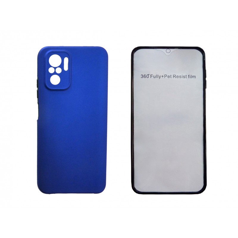 Oem Θήκη 360° Full Cover Σιλικόνης Για Xiaomi Redmi Note 10 4G / 10S  Μπλε