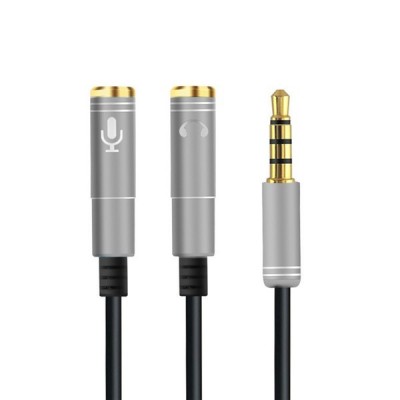 Oem Διαχωριστής καλωδίου ήχου από Jack 3.5mm Male σε 2 x 3.5mm Female Ασημί 