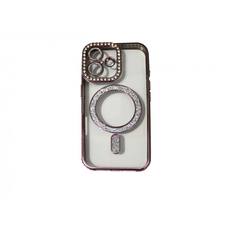 Oem Θήκη Back Cover Electro Magsafe Bling Για Apple iPhone 15 5G 6,1" Ροζ - Χρυσό