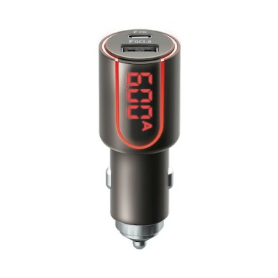 Forever Core PD+ QC 3.0 Car Charger 1x USB 1x USB-C 30W Γκρι With Display
