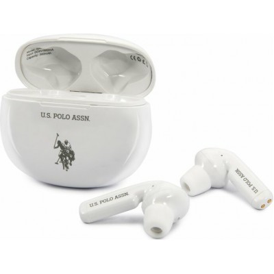 Bluetooth TWS US Polo Wireless Earphones V5.0 Με Βάση Φόρτισης   Άσπρο