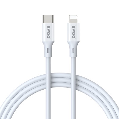 BOOW Καλώδιο Fast Φόρτισης + Μεταφοράς Δεδομένων USB - C Σε Lighting 2 m Άσπρο