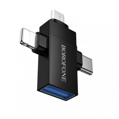 Μετατροπέας OTG 3 Σε 1 Borofone V26D Lightning / USB-C / Micro USB Male Σε USB-A Female 