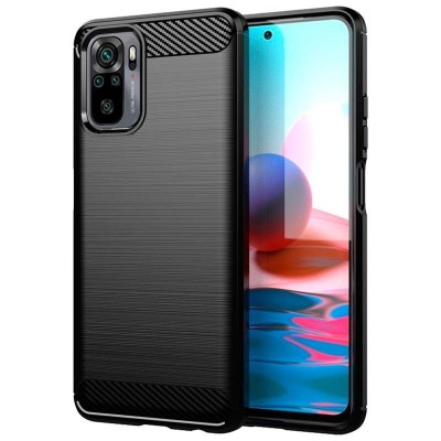 Oem Θήκη Σιλικόνης Carbon Για Xiaomi Redmi Note 10 4G / 10S  Μαύρο