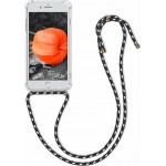 Oem Cord Silicone  Διάφανη Θήκη Για Apple iPhone 7 / 8 Plus Με Λουρί Μαύρο - Άσπρο