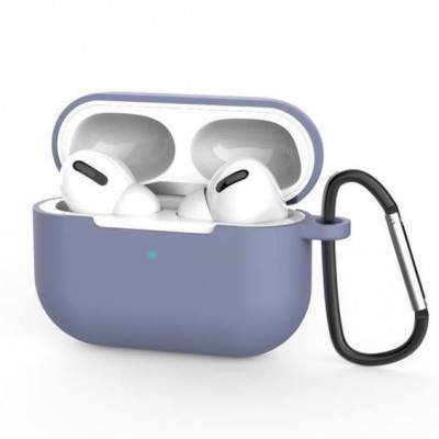 Oem Θήκη Σιλικόνης Με Γάντζο Για Apple Airpods Pro Μπλε - Γκρι