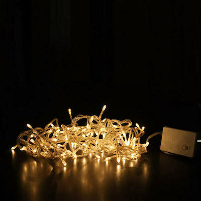 100 Λαμπάκια LED Χριστουγεννιάτικα ΄Φωτάκια Με 8 πρόγραμμα Πολλαπλών Λειτουργειών Άσπρο Καλώδιο Κίτρινο 