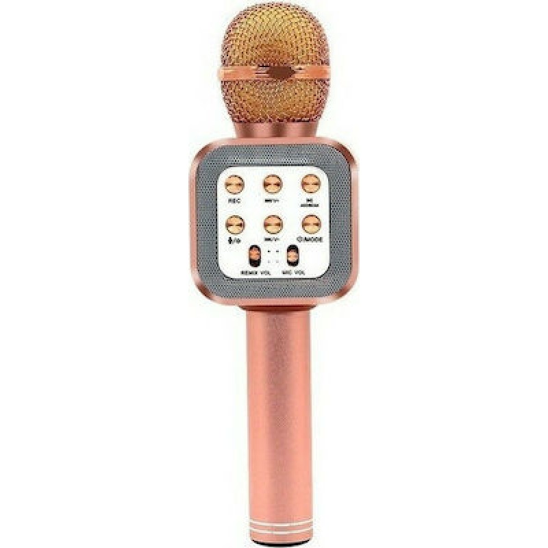 Ασύρματο Μικρόφωνο Karaoke WSTER  WS-1818 Χρυσό-Ροζ