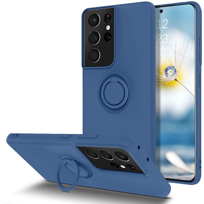 Oem ΄Θήκη Σιλικόνης Με Ring  Για Samsung Galaxy S21 Ultra 5G  Μπλε