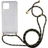 Oem Cord Silicone Διάφανη Θήκη Για Apple Iphone 13 Pro Max 6.7" Με Λουράκι Ριγέ Μαύρο-Χρυσό