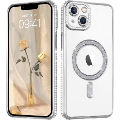 Oem Θήκη Back Cover Electro Magsafe Bling Για Apple iPhone 13 6.1'' Ασημί