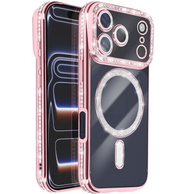 Oem Θήκη Back Cover Electro Magsafe Bling Για Apple iPhone 18 Pro 5G 6,3" Ροζ - Χρυσό