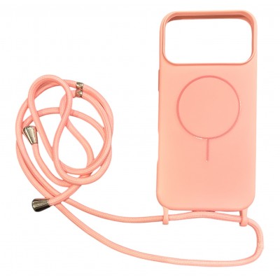 Oem Cord Silicone Ροζ Θήκη Με Magsafe Για Apple iPhone 17 Air 5G 6,6" Με Λουρί Ροζ