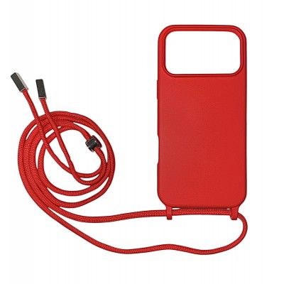 Oem Cord Silicone Κόκκινη Θήκη Για Apple iPhone 17 Pro 5G 6,3" Με Λουρί Κόκκινο