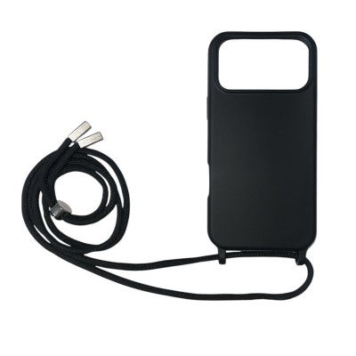 Oem Cord Silicone Μαύρη Θήκη Για Apple iPhone 18 Pro 5G 6,3" Με Λουρί Μαύρο