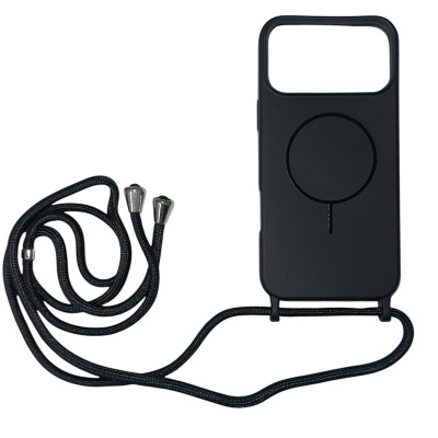 Oem Cord Silicone Μαύρη Θήκη Με Magsafe Για Apple iPhone 17 Air 5G 6,6" Με Λουρί Μαύρο