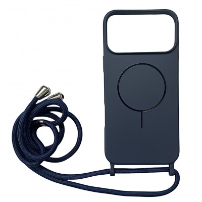 Oem Cord Silicone Σκούρα - Μπλε Θήκη Με Magsafe Για Apple iPhone 17 Air 5G 6,6" Με Λουρί Σκούρο - Μπλε