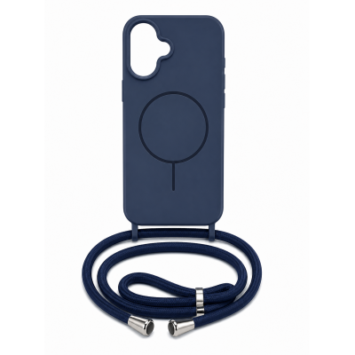 Oem Cord Silicone  Σκούρα - Μπλε Θήκη Με Magsafe Για Apple iPhone 17 5G 6,3" Με Λουρί Σκούρο - Μπλε
