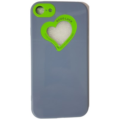 Oem Soft Case Gel TPU Cover 2.0mm  Good Luck  Καρδιά Για Apple iPhone 7 / 8 / SE 2020 / SE 2022  Μπλε-Γκρι