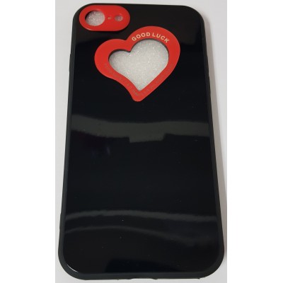 Oem Soft Case Gel TPU Cover 2.0mm  Good Luck  Καρδιά Για Apple iPhone 7 / 8 / SE 2020 / SE 2022  Μαύρο