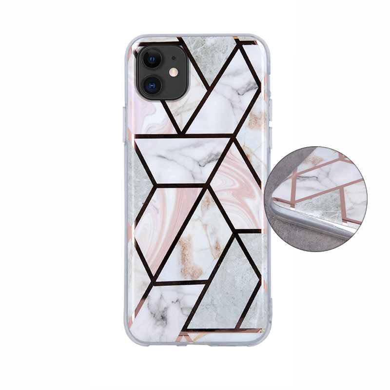    Oem Θήκη Σιλικόνης Marmur case Geometric Για Apple iPhone 12 / 12 Pro 6,1'' Ροζ