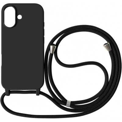Oem Cord Silicone Μαύρη Θήκη Για Apple iPhone 16 5G 6,1" Με Λουρί Μαύρο
