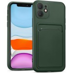 Oem Θήκη Σιλικόνης Με Υποδοχή Κάρτας Για Apple iPhone 11 – Σκούρο Πράσινο