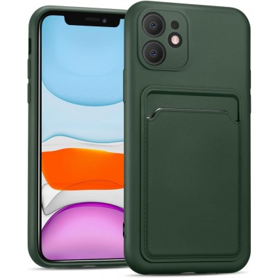 Oem Θήκη Σιλικόνης Με Υποδοχή Κάρτας Για Apple iPhone 11 – Σκούρο Πράσινο