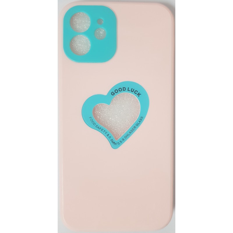 Oem Soft Case Gel TPU Cover 2.0mm  Good Luck  Καρδιά Για Apple iPhone 11  Ροζ