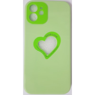 Oem Soft Case Gel TPU Cover 2.0mm  Good Luck  Καρδιά Για Apple iPhone 11  Λαχανί 