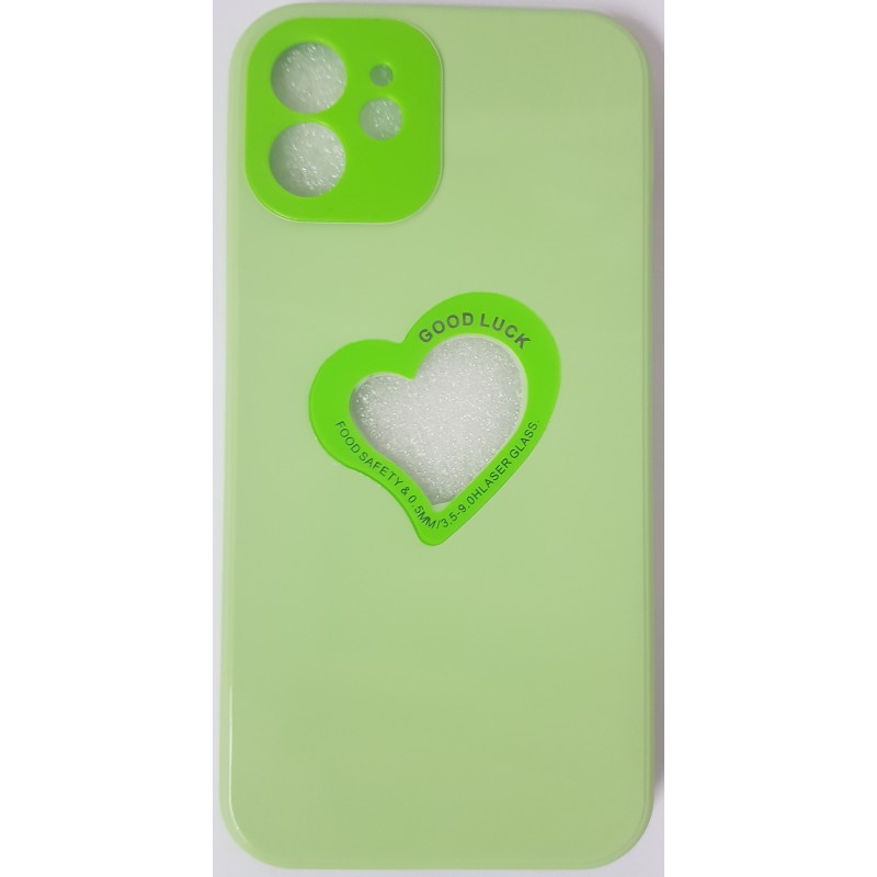 Oem Soft Case Gel TPU Cover 2.0mm  Good Luck  Καρδιά Για Apple iPhone 12 6.1''  Λαχανί 