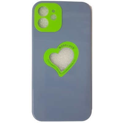 Oem Soft Case Gel TPU Cover 2.0mm  Good Luck  Καρδιά Για Apple iPhone 11  Μπλε-Γκρι