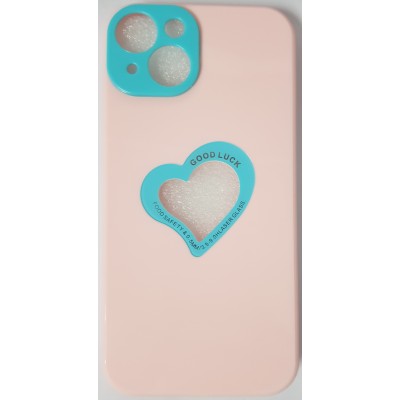 Oem Soft Case Gel TPU Cover 2.0mm  Good Luck  Καρδιά Για Apple iPhone 13 6.1''  Ροζ