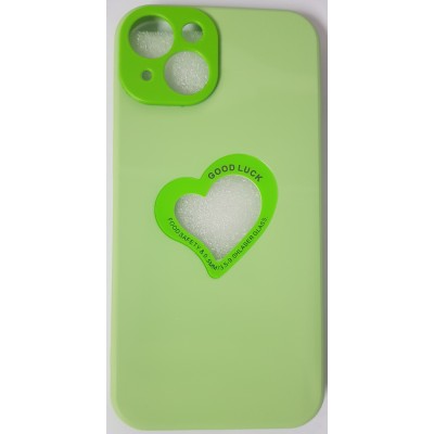 Oem Soft Case Gel TPU Cover 2.0mm  Good Luck  Καρδιά Για Apple iPhone 13 6.1''  Λαχανί 