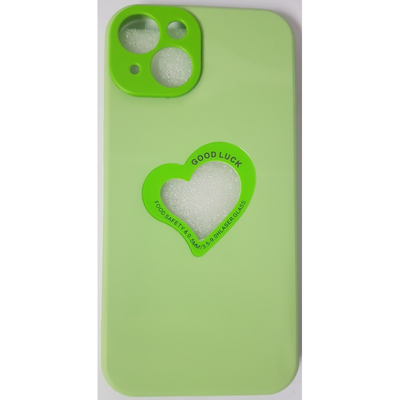 Oem Soft Case Gel TPU Cover 2.0mm  Good Luck  Καρδιά Για Apple iPhone 13 6.1''  Λαχανί 