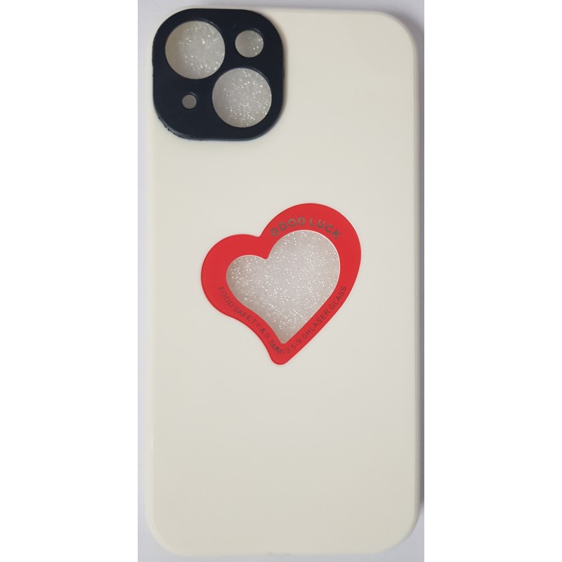 Oem Soft Case Gel TPU Cover 2.0mm  Good Luck  Καρδιά Για Apple iPhone 13 6.1''  Άσπρο