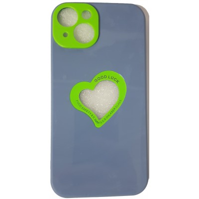 Oem Soft Case Gel TPU Cover 2.0mm  Good Luck  Καρδιά Για Apple iPhone 13 6.1''  Μπλε-Γκρι