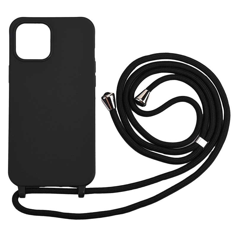 Oem Cord Silicone Μαύρη Για Apple iPhone 12 Pro 6,1'' Με Λουρί Μαύρο