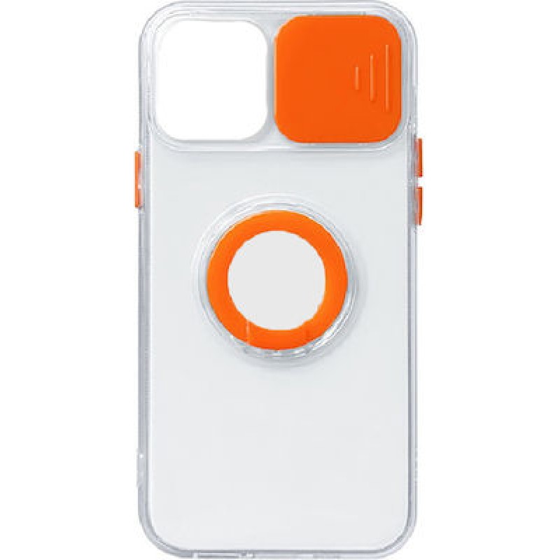 Oem Ring Holder Θήκη Σιλικόνης 2.0mm Με Camera Cover Για Apple iPhone 13 Pro Max 6.7"  Πορτοκαλί