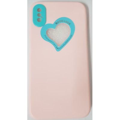 Oem Soft Case Gel TPU Cover 2.0mm Good Luck Καρδιά Για Apple iPhone X / XS  Ροζ