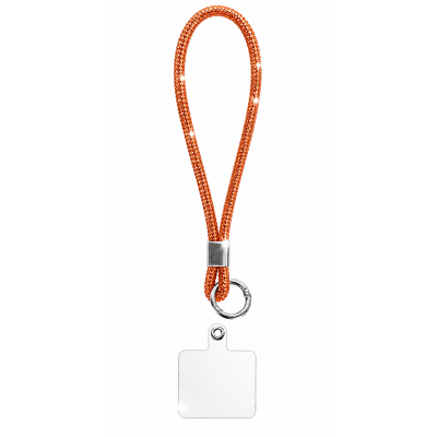 Luxury Crystal Wrist Strap Keychain Holder για Κινητό & Κλειδιά Πορτοκαλί