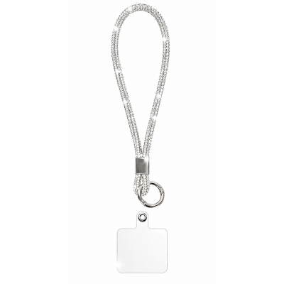 Luxury Crystal Wrist Strap Keychain Holder για Κινητό & Κλειδιά Ασημί