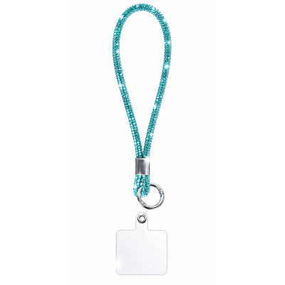 Luxury Crystal Wrist Strap Keychain Holder για Κινητό & Κλειδιά Γαλάζιο