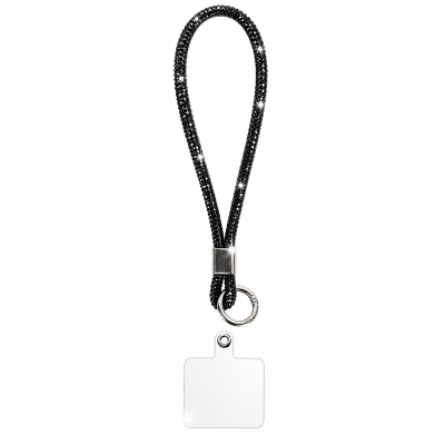 Luxury Crystal Wrist Strap Keychain Holder για Κινητό & Κλειδιά Μαύρο