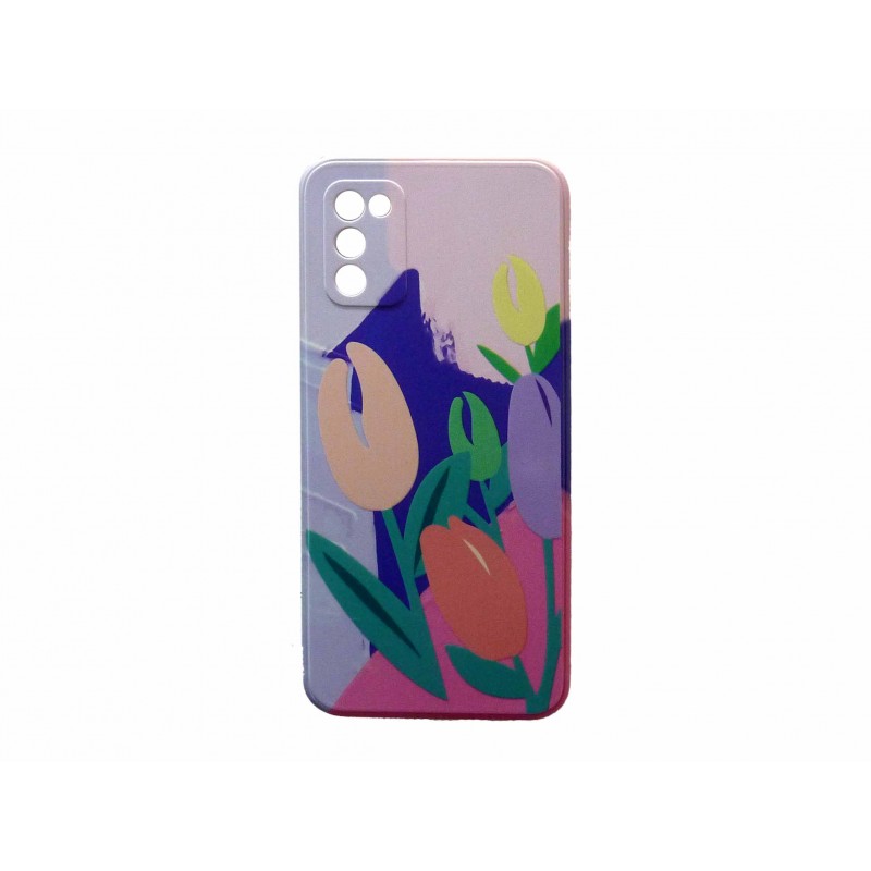   Oem Back Cover Σιλικόνης Με Σχέδιο Flower 2 Για Samsung Galaxy A02s / M02s / F02s   Μωβ