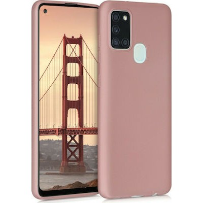 Oem Θήκη Σιλικόνης Soft 2.0 mm Για Samsung Galaxy A21s Metallic Ροζ - Χρυσό