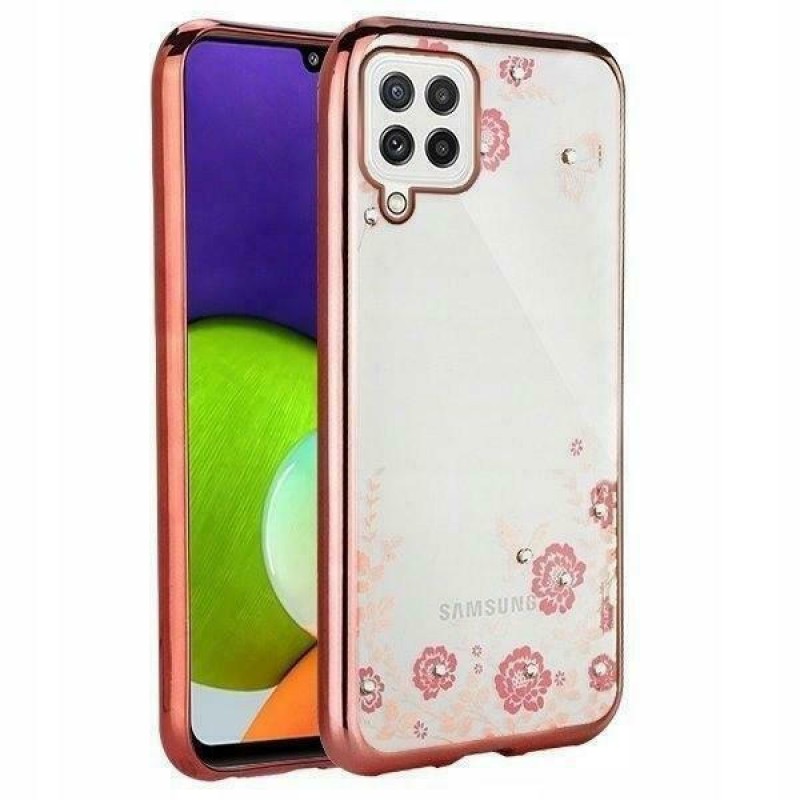 Oem Θήκη Σιλικόνης Σχέδιο Diamond Garden Για Samsung Galaxy A22 4G  Χρυσή - Ροζ