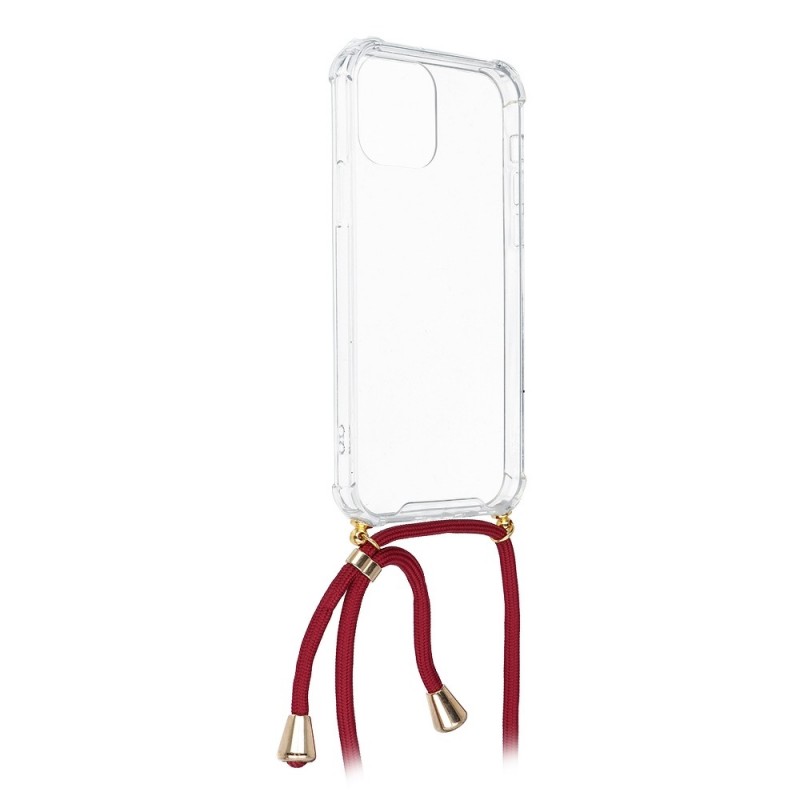 Oem Cord Silicone  Διάφανη Θήκη Για Samsung Galaxy A22 5G Με Λουράκι Κόκκινο