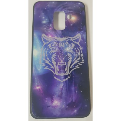 Oem Θήκη Σιλικόνης Σχέδιο Space Tiger Για Samsung Galaxy A8 2018 / A5 2018 Μωβ